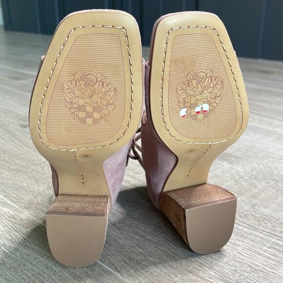 VINCE CAMUTO Mauve Suede Open Toe Strappy Heels Women’s - Picture 9 of 13